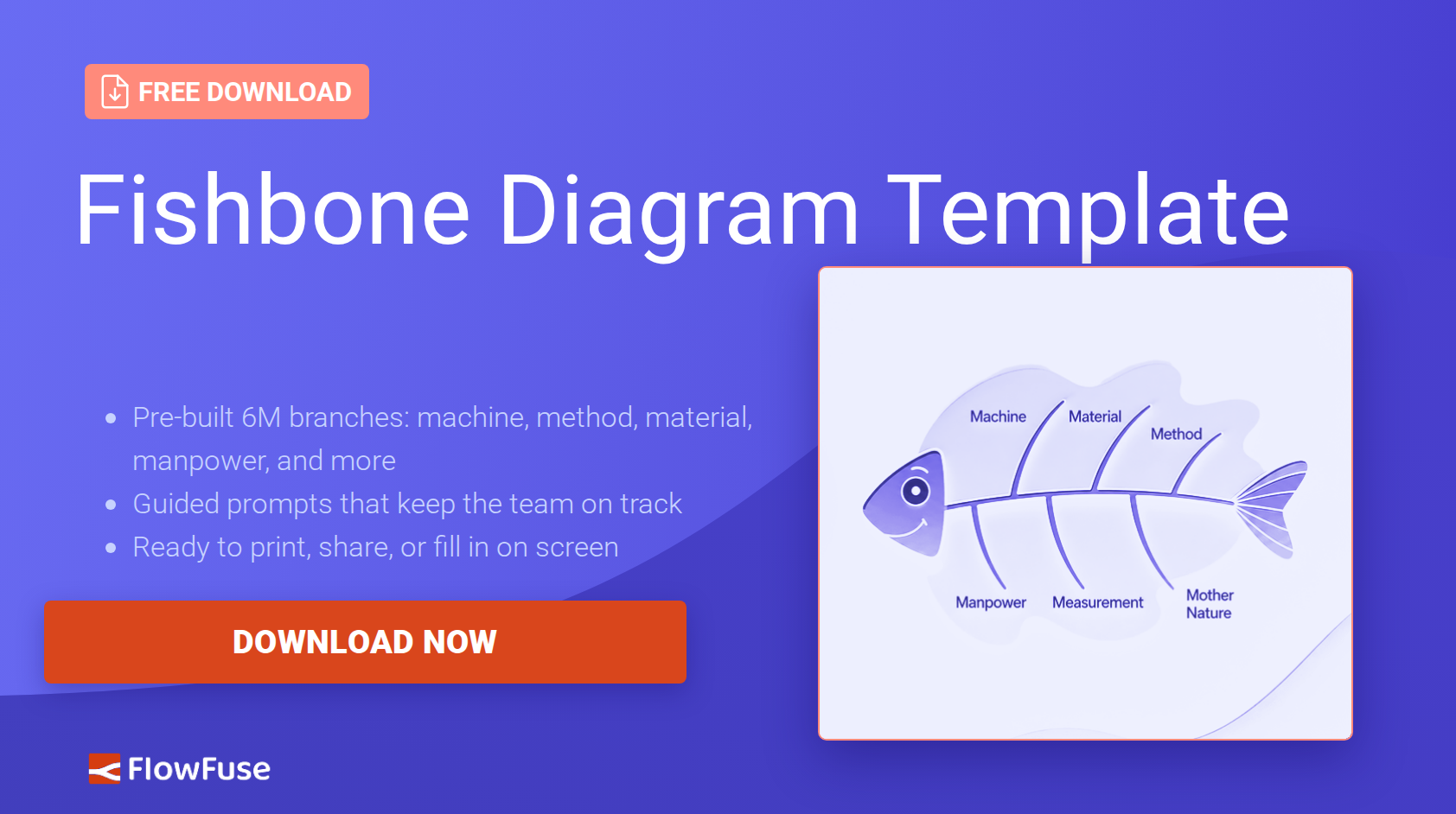 Free download: fishbone diagram template with pre-built 6M branches to trace defects back to their root cause